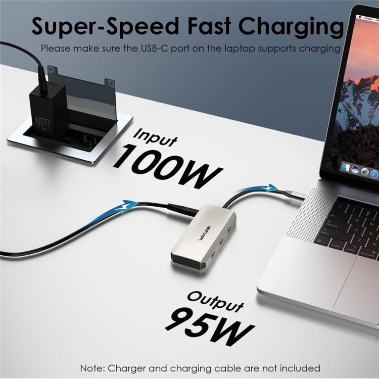 Adaptador de concentrador USB-C para estación de acoplamiento triple 4K para portátiles WAVLINK UMD308L con puertos HD/DP/PD de 100 W