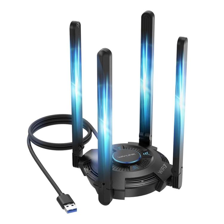 Adaptador WiFi 7 USB 3.0 WAVLINK WN695BE2 BE6500 de triple banda (2,4 GHz / 5 GHz / 6 GHz) con antenas de alta ganancia., WN695BE2