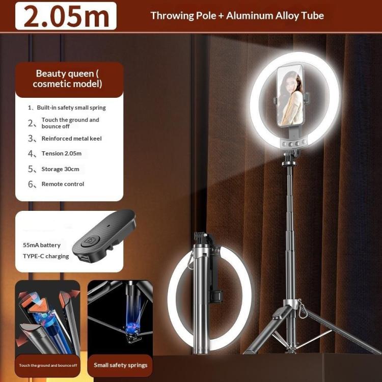 P61Q para fotografía/grabación de vídeo, transmisión en directo, trípode para selfies, lámpara de aro de luz de 10 pulgadas.