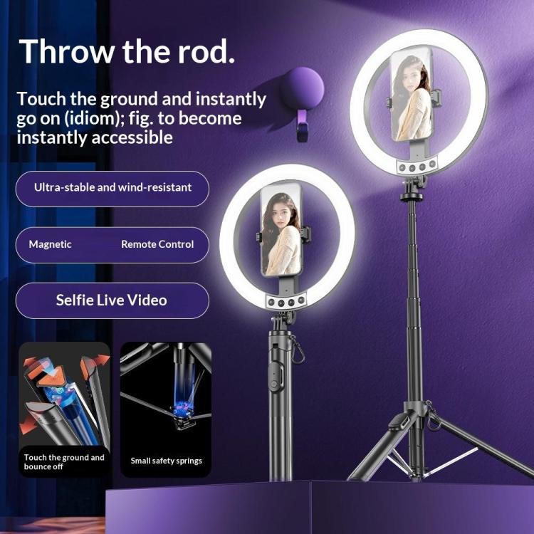 P61Q para fotografía/grabación de vídeo, transmisión en directo, trípode para selfies, lámpara de aro de luz de 10 pulgadas.