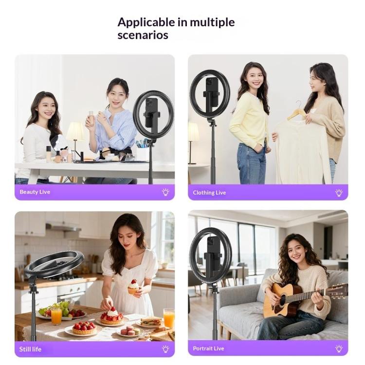 P61Q para fotografía/grabación de vídeo, transmisión en directo, trípode para selfies, lámpara de aro de luz de 10 pulgadas.