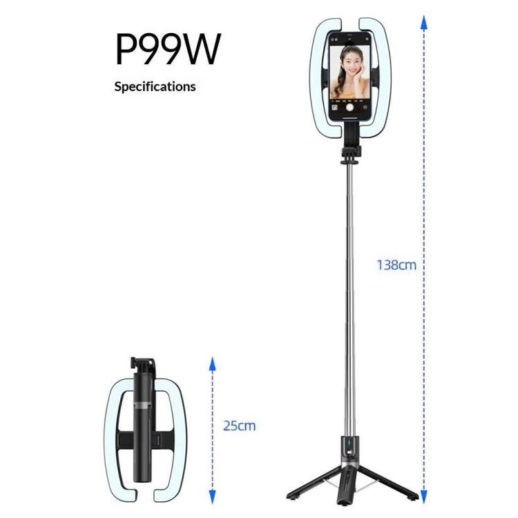 P99W para transmisión en vivo, palo selfie, aro de luz, trípode para teléfono, control remoto, luz de relleno de belleza, P99W