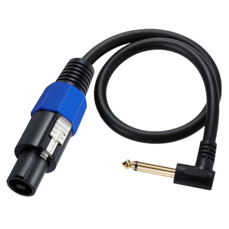 Cable adaptador de audio para altavoces y amplificadores JUNSUNMAY Speakon macho a 6,35 mm macho en ángulo recto con cierre a presión, longitud: 50 cm.