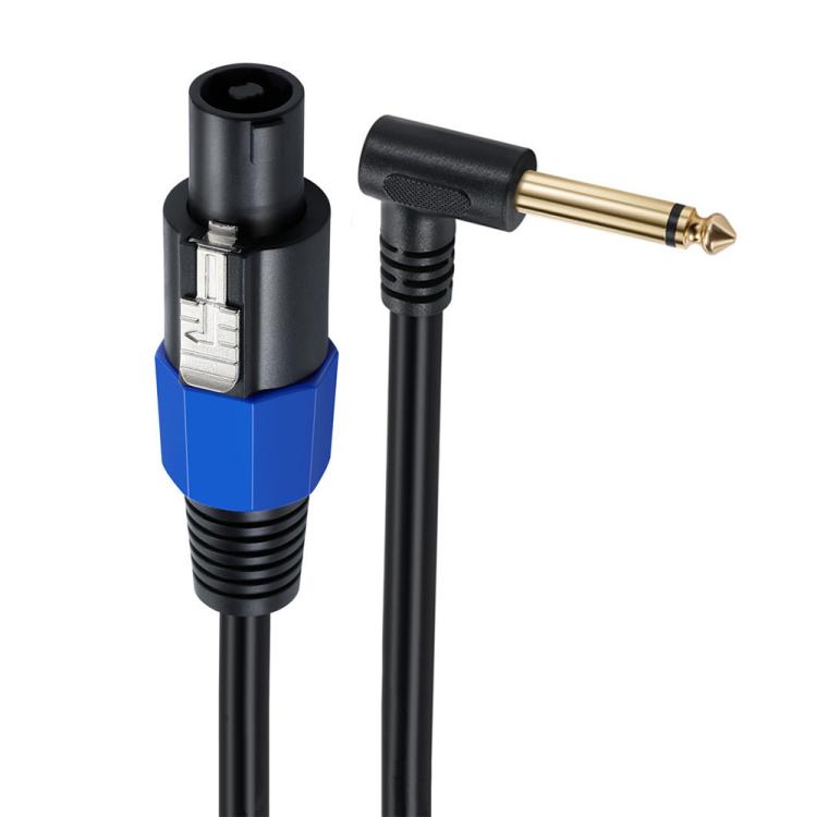 Cable adaptador de audio para altavoces y amplificadores JUNSUNMAY Speakon macho a 6,35 mm macho en ángulo recto con cierre a presión, longitud: 50 cm.