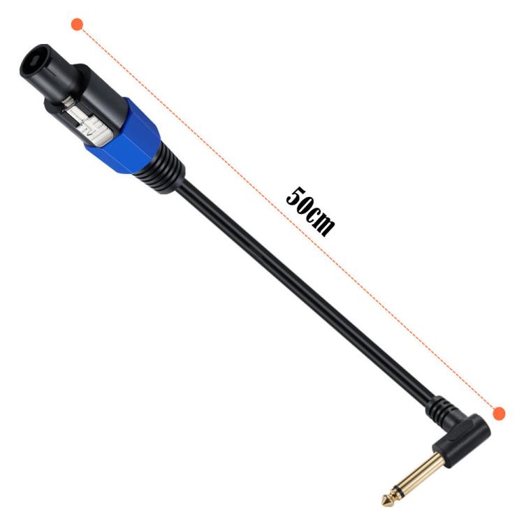Cable adaptador de audio para altavoces y amplificadores JUNSUNMAY Speakon macho a 6,35 mm macho en ángulo recto con cierre a presión, longitud: 50 cm.