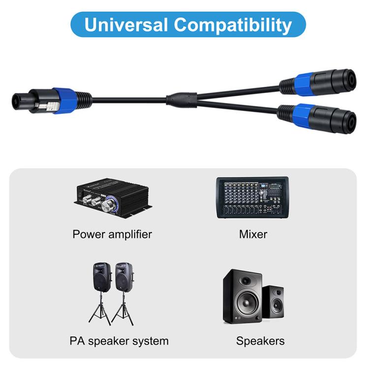 Cable adaptador para altavoces JUNSUNMAY Speakon macho a doble Speakon hembra con cierre a presión, longitud: 50 cm