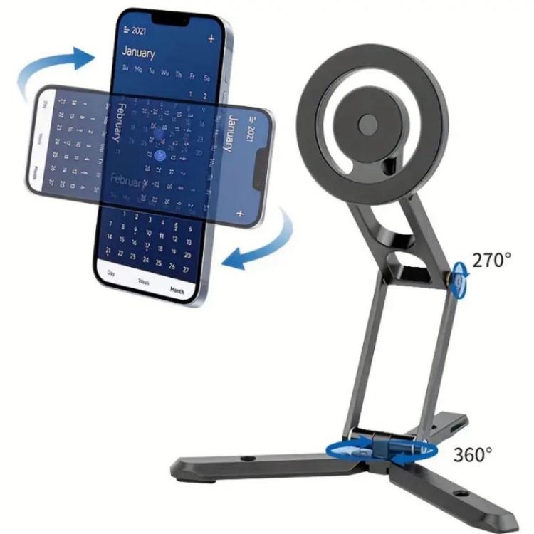 Trípode con soporte magnético plegable y ajustable para teléfono de aleación de aluminio CX-01