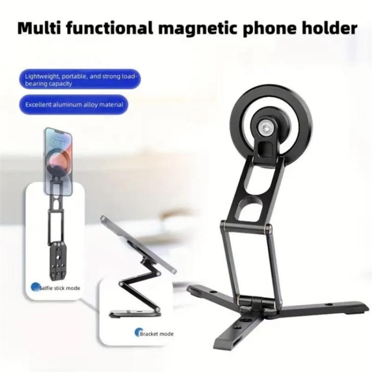 Trípode con soporte magnético plegable y ajustable para teléfono de aleación de aluminio CX-01