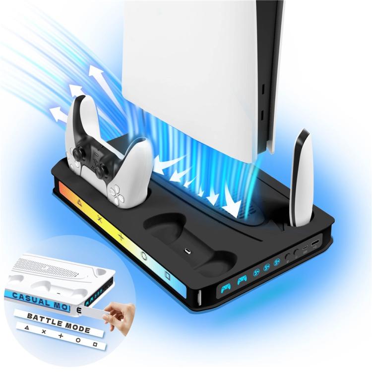 Base de cargador con ventilador de refrigeración para consola de juegos Sony PlayStation 5 Pro / 5 Slim / 5