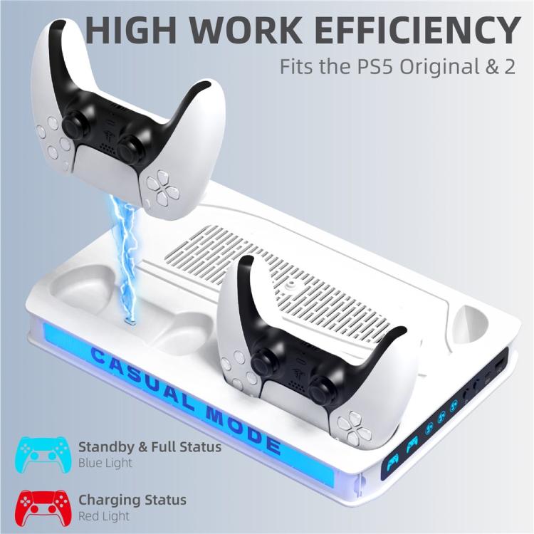 Base de cargador con ventilador de refrigeración para consola de juegos Sony PlayStation 5 Pro / 5 Slim / 5
