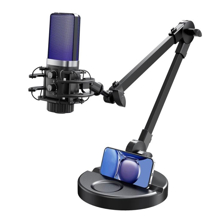 Micrófono de condensador con reducción de ruido YANMAI X3R para transmisión en vivo/grabación, iluminación RGB y escritorio.