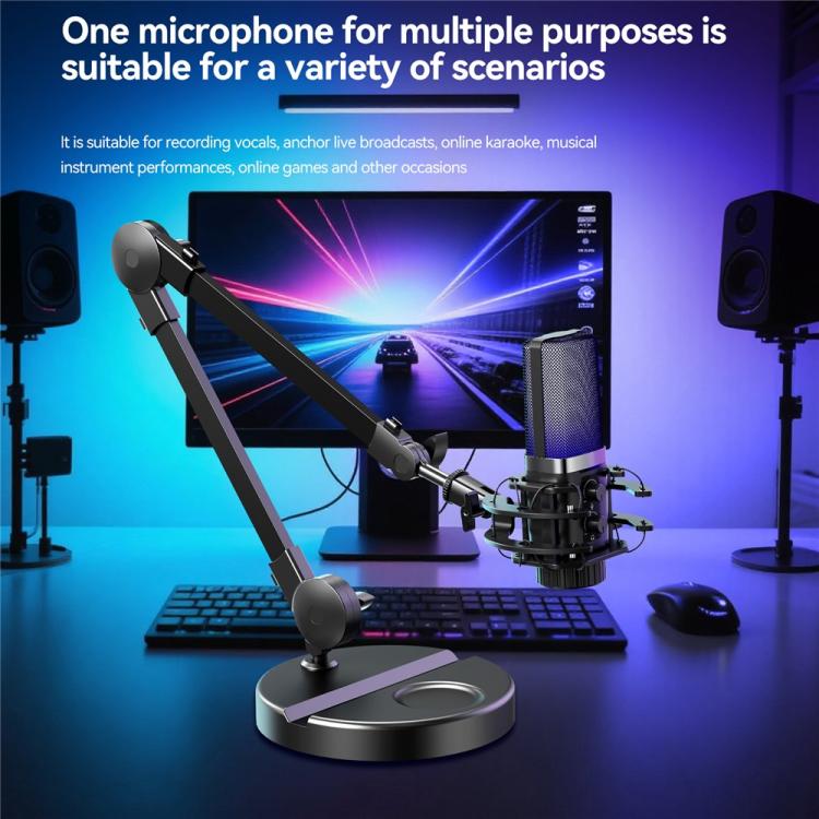 Micrófono de condensador con reducción de ruido YANMAI X3R para transmisión en vivo/grabación, iluminación RGB y escritorio.