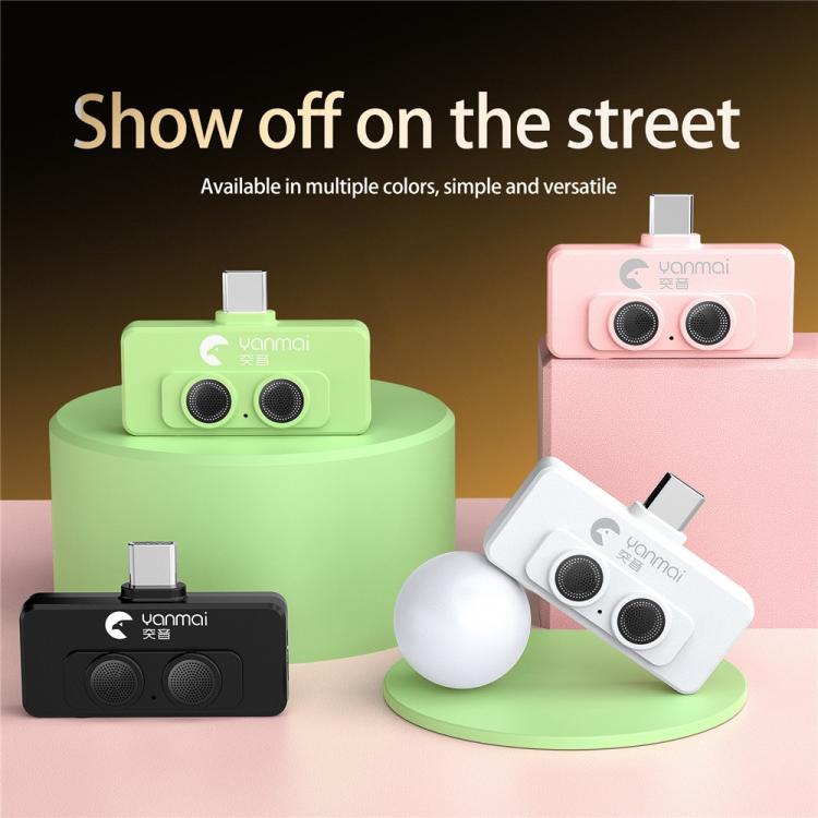 Micrófono mini YANMAI R6 para vlogging/grabación con puerto USB-C, IA + ANC (reducción de ruido inteligente).