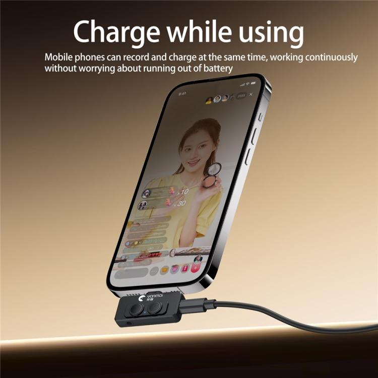 Micrófono mini YANMAI R6 para vlogging/grabación con puerto USB-C, IA + ANC (reducción de ruido inteligente).