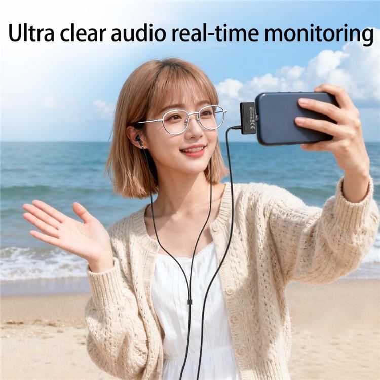 Micrófono mini YANMAI R6 para vlogging/grabación con puerto USB-C, IA + ANC (reducción de ruido inteligente).