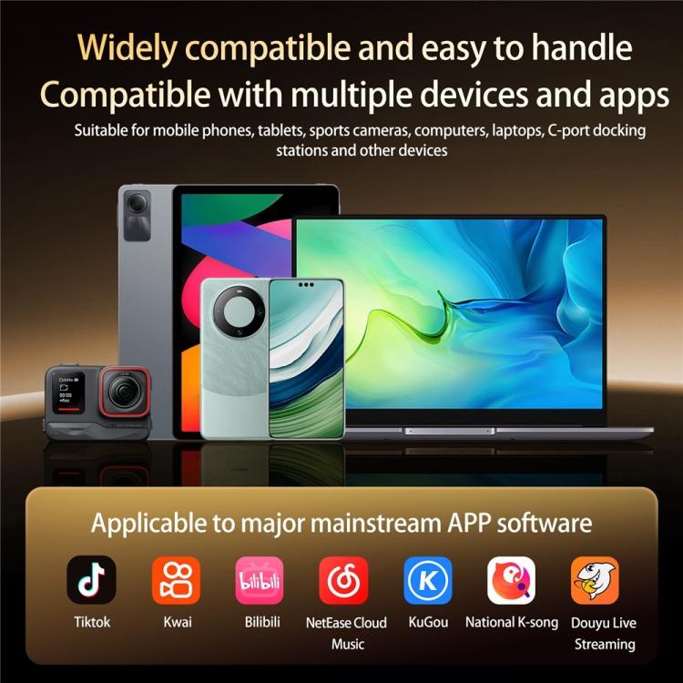 Micrófono mini YANMAI R6 para vlogging/grabación con puerto USB-C, IA + ANC (reducción de ruido inteligente).