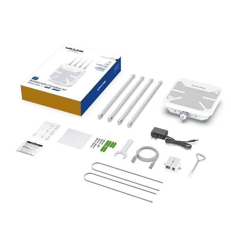 Router WiFi 7 para exteriores WAVLINK BE5100 WN573HBE2 con antena de alta ganancia de 8 dBi, resistente al agua IP67., US Plug, EU Plug, UK Plug, AU Plug