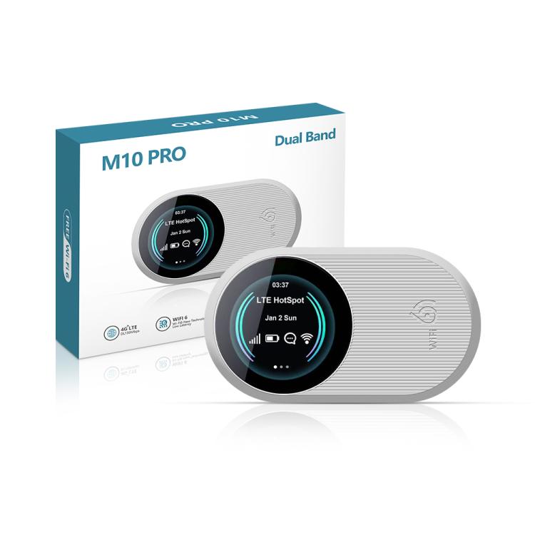 Router inalámbrico portátil M10 Pro 4G LTE WiFi 6 con punto de acceso móvil y pantalla OLED a color.