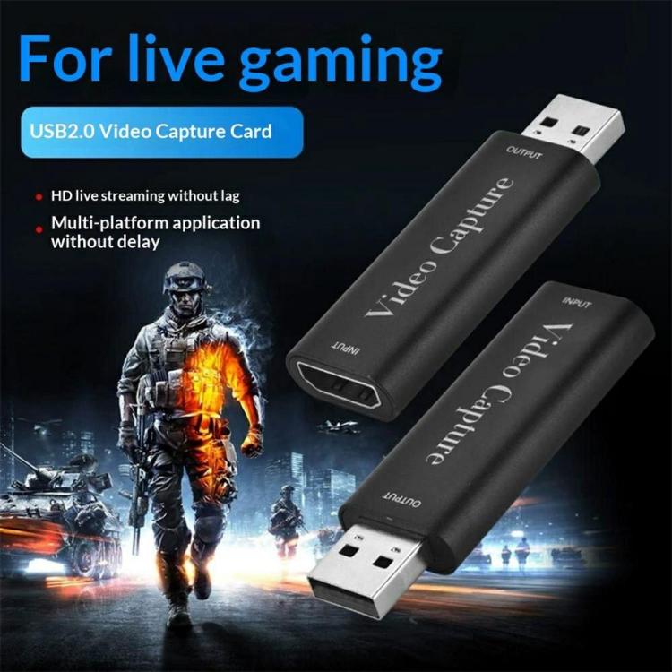 HU-01 Adaptador de grabación de juegos 1080P 60fps para transmisión en vivo, tarjeta de captura de video USB, HDMI a USB 2.0, HU-01