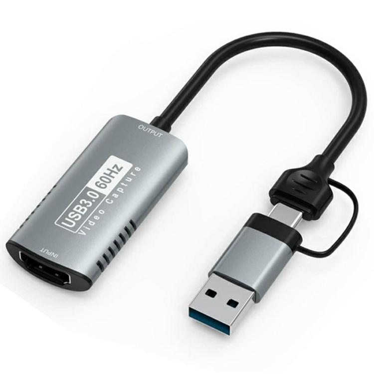 Adaptador de captura de vídeo HU-08A 1080P 60Hz HD HDMI a USB 3.0 / Tipo-C 2 en 1, HU-08A