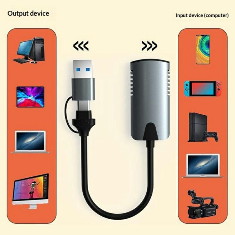 Tarjeta de captura de vídeo HU-04A 1080P 60Hz HDMI a USB Tipo-C / USB 2 en 1, HU-04A