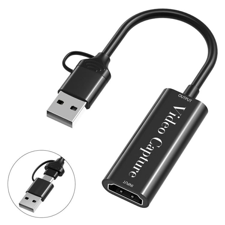 Cable adaptador HU-02A para transmisión en vivo, HDMI a USB/Tipo-C, tarjeta de captura de video 2 en 1, HU-02A