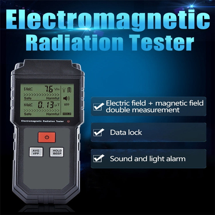 RZ825 Probador de radiación electromagnética Instrumento de medición del medidor EMF de campo electromagnético de cristal líquido digital portátil para computadora Teléfono móvil, RZ825