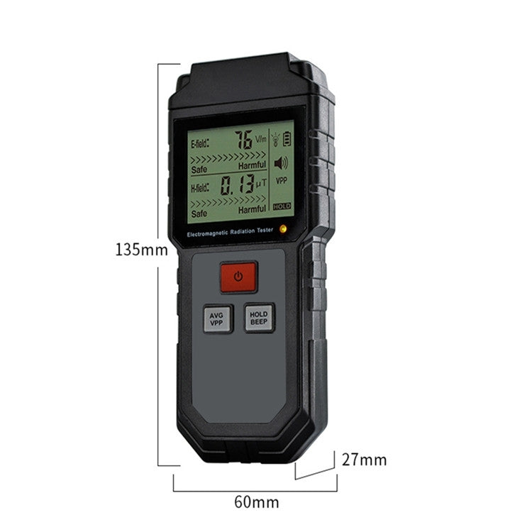 RZ825 Probador de radiación electromagnética Instrumento de medición del medidor EMF de campo electromagnético de cristal líquido digital portátil para computadora Teléfono móvil, RZ825