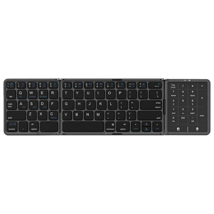 B089 ST Teclado inalámbrico Bluetooth plegable triple ultrafino con panel táctil inteligente, B089 ST