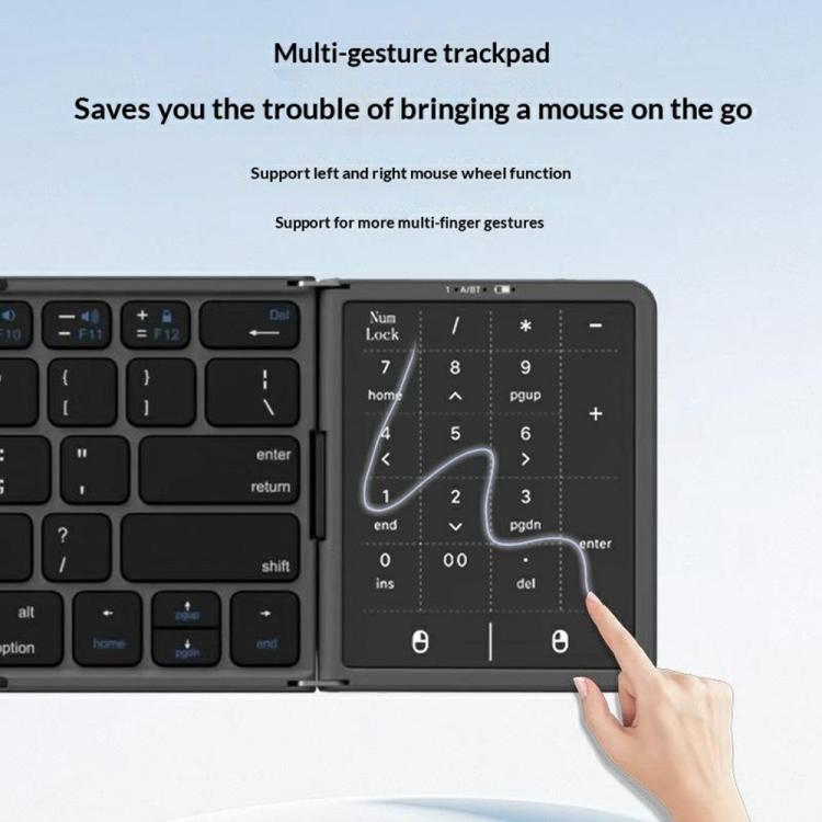 B089 ST Teclado inalámbrico Bluetooth plegable triple ultrafino con panel táctil inteligente, B089 ST