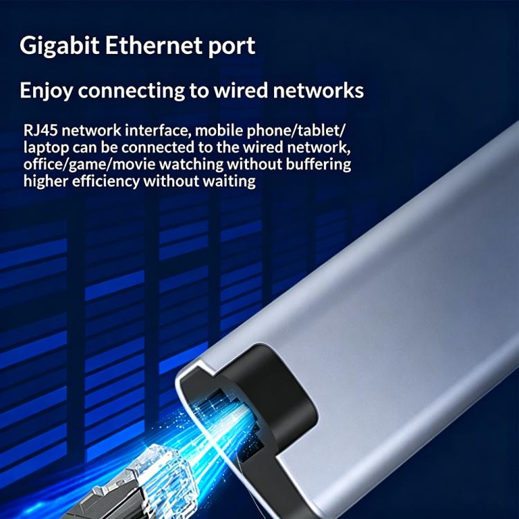 HC-75LC 4K HD PD100W Carga Gigabit Ethernet Hub 7 en 1 USB-C con lector de tarjetas SD/TF USB 3.0, HC-75LC