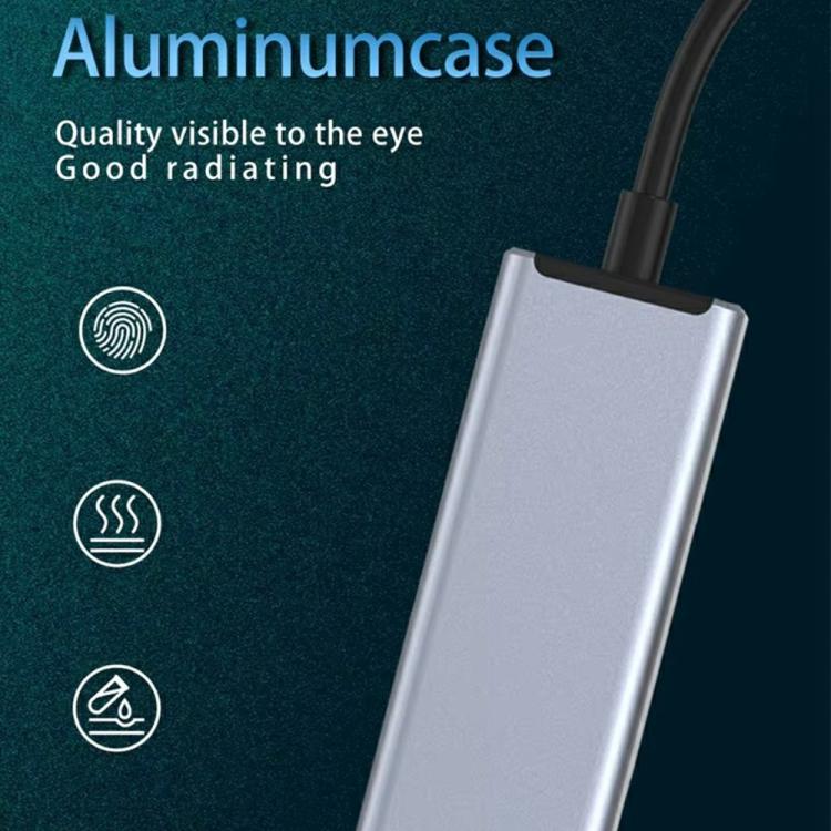 Adaptador Ethernet HC-78 con divisor de tarjeta de red USB-C/USB-A a USB 3.0/2.0 RJ45, 4 en 1., HC-78