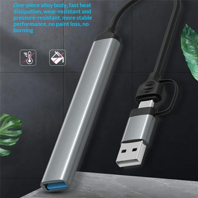 Lector de tarjetas SD/TF USB-C/USB-A a USB 3.0/2.0 HC-77A, concentrador de expansión 5 en 1 de aleación de aluminio., HC-77A