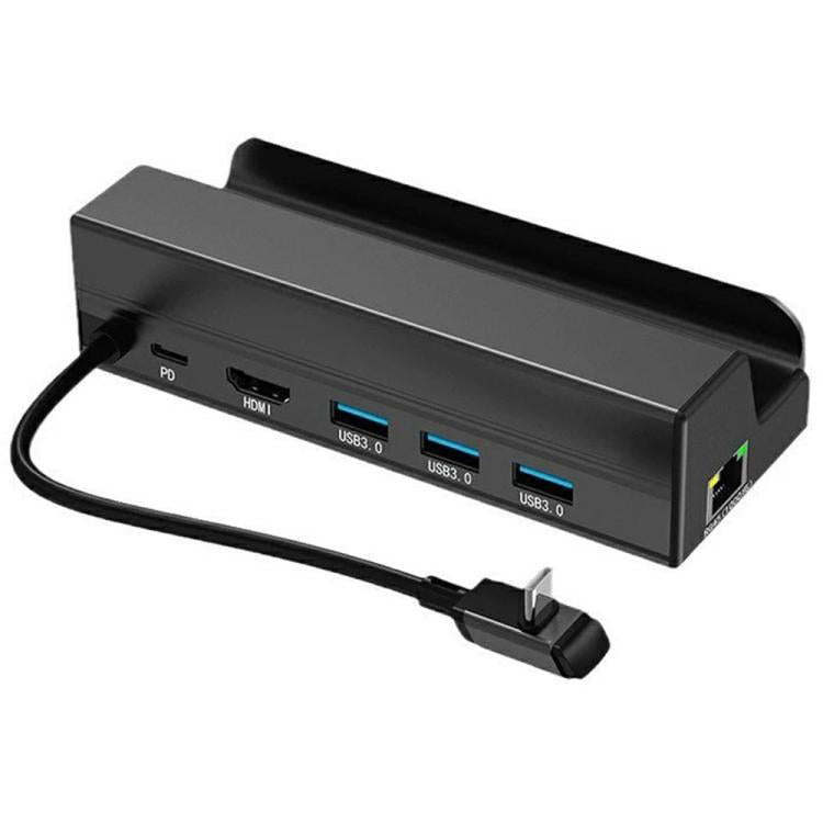 HC-86E Hub de carga Gigabit Ethernet 4K HD PD 60W 6 en 1 para consolas de videojuegos, HC-86E