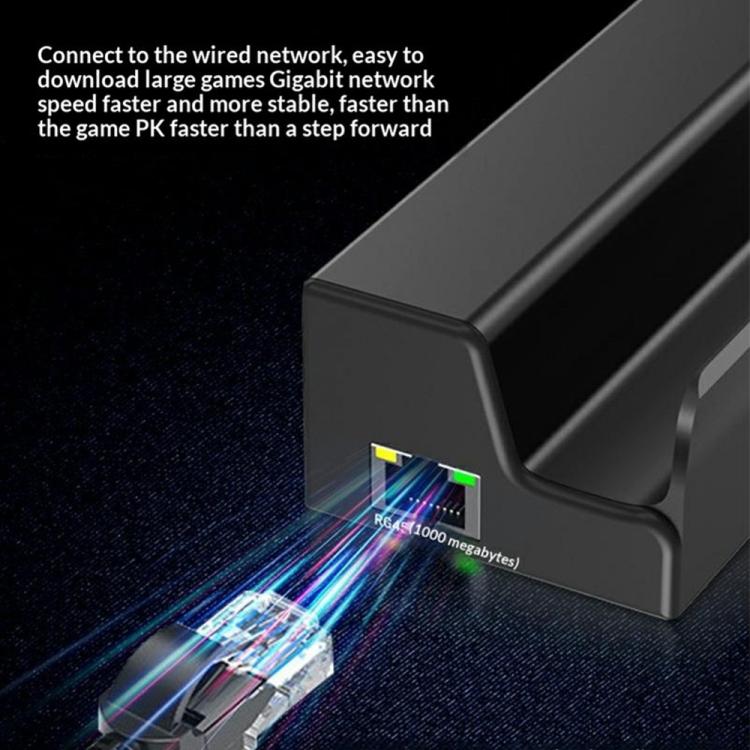 HC-86E Hub de carga Gigabit Ethernet 4K HD PD 60W 6 en 1 para consolas de videojuegos, HC-86E