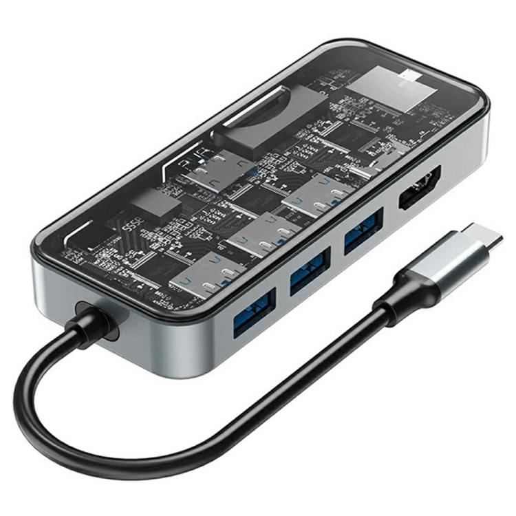 HC-87 Hub USB-C 10 en 1 Gigabit Ethernet 4K HD PD Adaptador multipuerto de carga de 100 W, HC-87