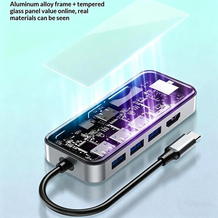 HC-87 Hub USB-C 10 en 1 Gigabit Ethernet 4K HD PD Adaptador multipuerto de carga de 100 W, HC-87