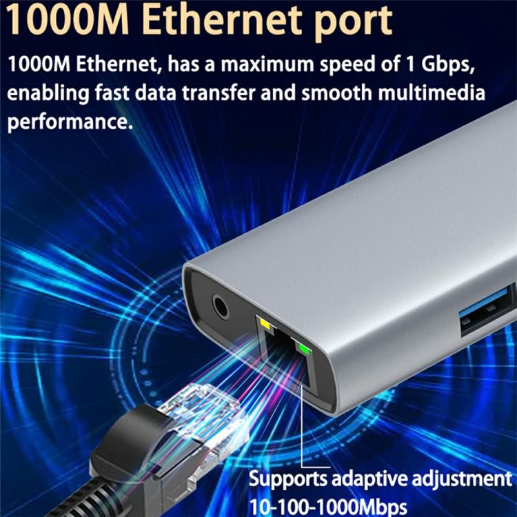 Base de expansión HC-84Q HD VGA RJ45 con puerto Ethernet, carga PD de 60 W y concentrador USB-C 11 en 1., HC-84Q