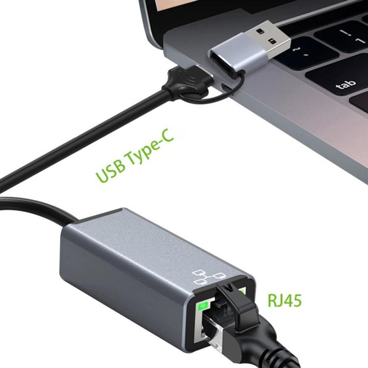 Adaptador Ethernet HC-72S USB-C/USB-A a RJ45 de 100 Mbps, HC-72S