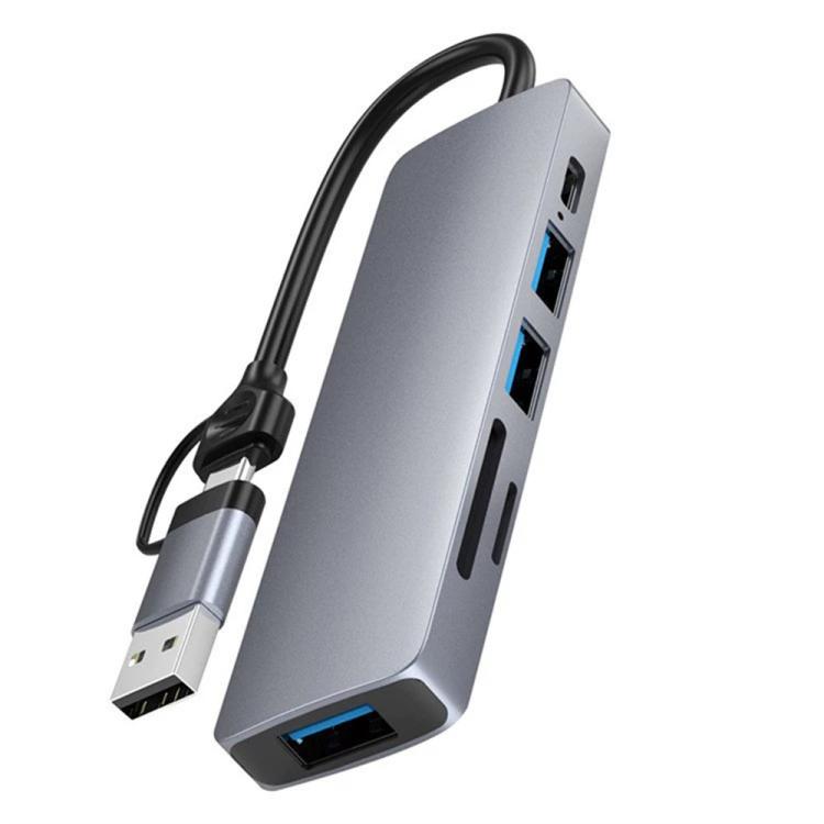 Estación de acoplamiento multipuerto HC-13FL Tipo-C / USB-A a USB 3.0 / 2.0, lector de tarjetas SD/TF, HC-13FL
