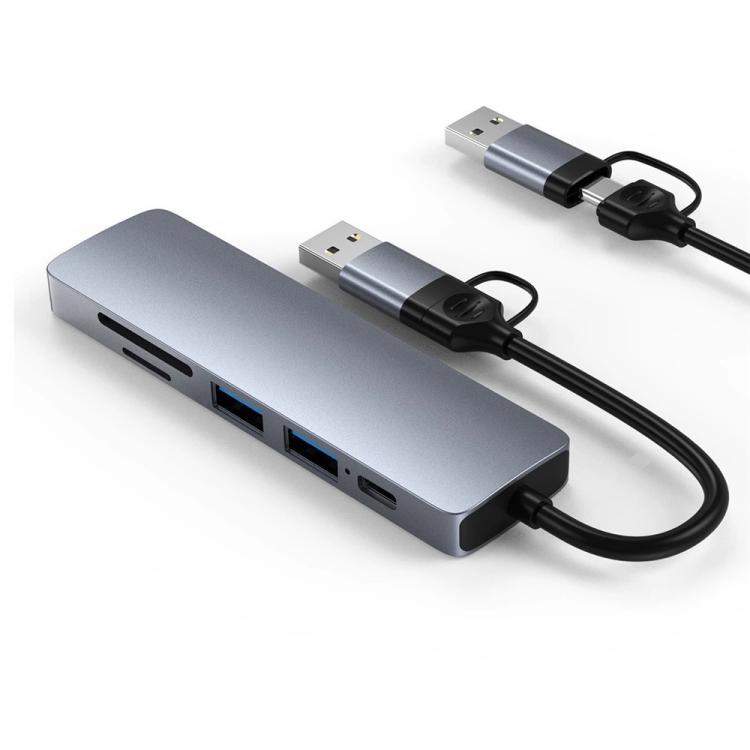 Estación de acoplamiento multipuerto HC-13FL Tipo-C / USB-A a USB 3.0 / 2.0, lector de tarjetas SD/TF, HC-13FL
