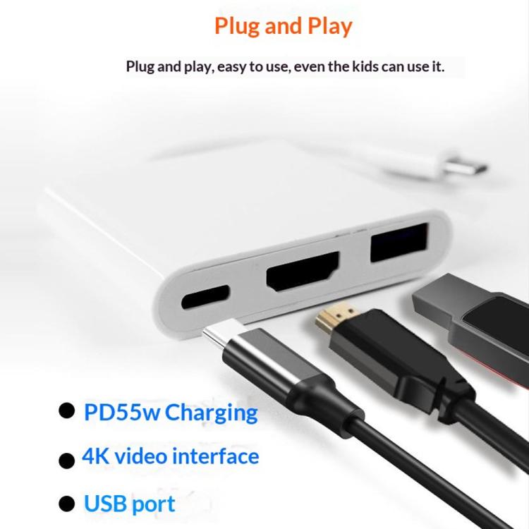 Estación de acoplamiento HC-04D 5 en 1, adaptador divisor USB 3.0/2.0 USB-C a 4K HD, concentrador USB-C., HC-04D