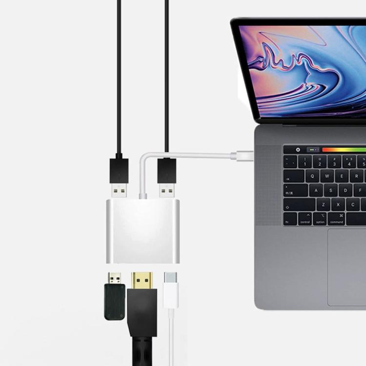 Estación de acoplamiento HC-04D 5 en 1, adaptador divisor USB 3.0/2.0 USB-C a 4K HD, concentrador USB-C., HC-04D