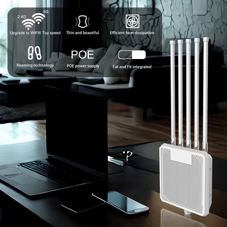 Router HW3000L resistente al agua IP67, 3000 Mbps, WiFi 6 2.4 / 5G de doble banda con antena de alta ganancia y PoE., US Plug, EU Plug, UK Plug, AU Plug
