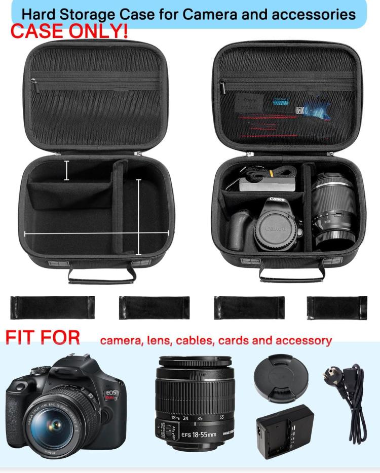 Bolsa protectora de transporte para cámaras réflex digitales Canon EOS Rebel T7 / R50 / R6 Mark II / R100 / R50 V / T6 / R8 / R10 / R5 Mark II / RP / R7 / 5D Mark IV / SL3 / T100.
