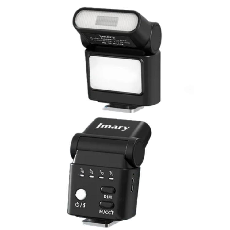 JMARY FM-06R Mini flash de relleno para cámara, montaje en zapata, luz LED recargable de 300 mAh