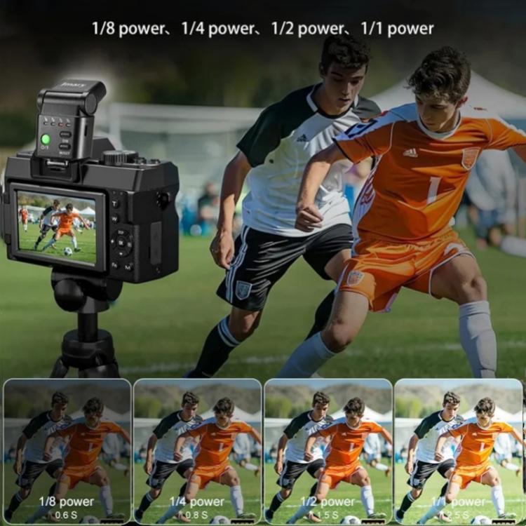 JMARY FM-06R Mini flash de relleno para cámara, montaje en zapata, luz LED recargable de 300 mAh