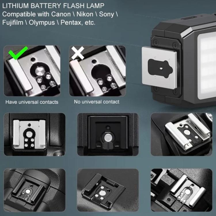 JMARY FM-06R Mini flash de relleno para cámara, montaje en zapata, luz LED recargable de 300 mAh