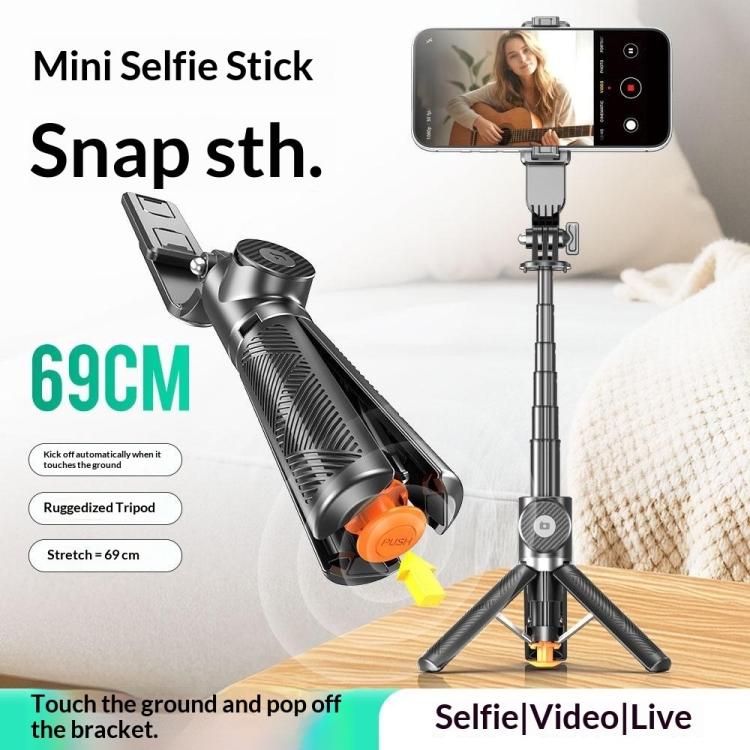 T01 Mini palo selfie para fotografía, trípode extensible de 69 cm, soporte para teléfono con control remoto Bluetooth