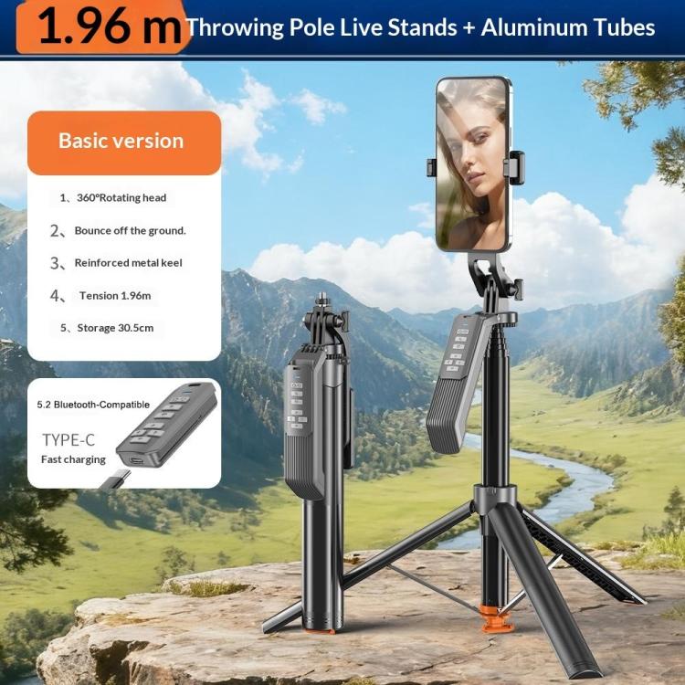 Trípode para teléfono con control remoto Bluetooth T02TK, rotación de 360 grados, palo selfie.